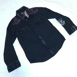 Black long sleeved button down shirt. Boys size 5.
